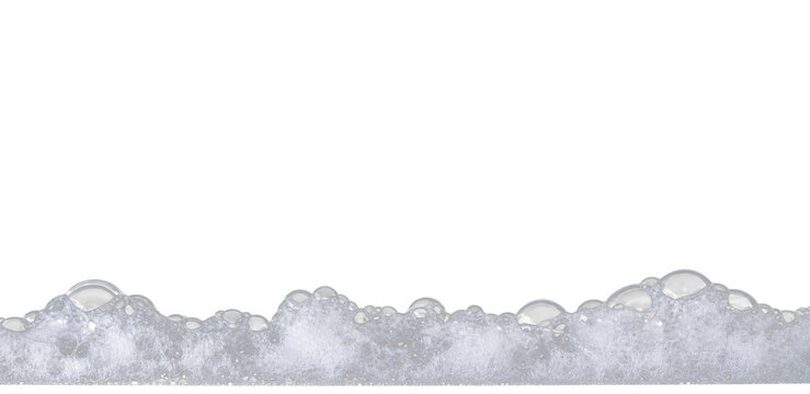 Horizontal soap foam border isolated with open upper copy space