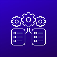 Fototapeta premium check lists icon with gears, project execution line design