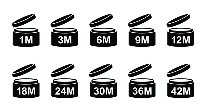 Cosmetic Jar Silhouettes With Month Markings Silhouette
