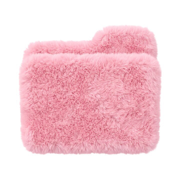 Pink plush fur 3D file folder icon isolated on transparent background