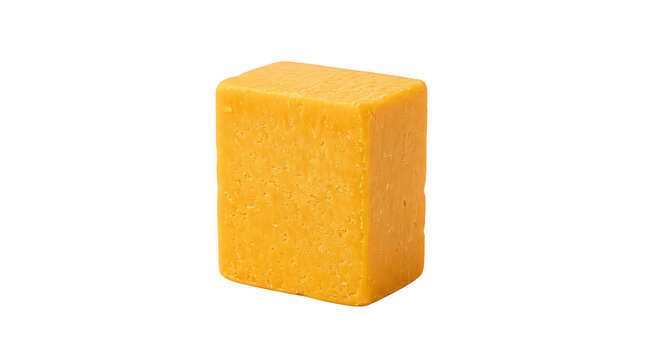Block of cheddar cheese isolated on transparent background high resolution studio shot for culinary projects and food photography.