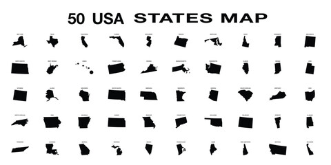 usa states, state shapes, state map, state silhouette, 50 states, fifty states, united states map, america map, us map, american states, individual states, separated states, state collection, state ic © Monu
