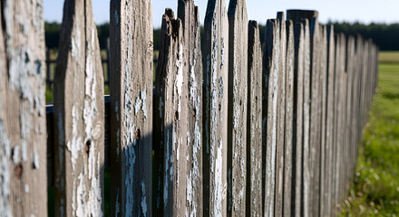 Fototapeta premium a simple wooden fence that stretches across a meadow