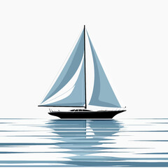 Fototapeta premium Modern Sailboat Gliding on Calm Water with Reflection.