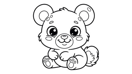 Cute baby bear cub sitting coloring page © rodin