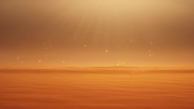 Abstract Golden Haze Background with Floating Particles and Soft Light Effects.