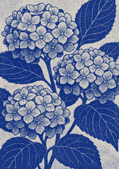 Obraz premium Blue floral illustration elegance