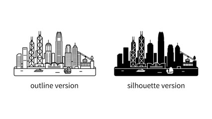 Obraz premium Cityscape Outline and Silhouette