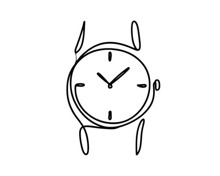 Minimalist wristwatch hand-drawn line art design during a clean concept Isolated on transparent background