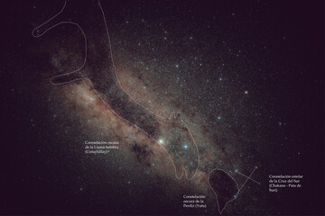 Milkyway (Vía Lactea) - Dark constellations of the Llama and the Yutu © Roberto