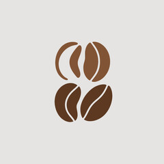 Obraz premium Four stylized coffee beans arranged in a square pattern.