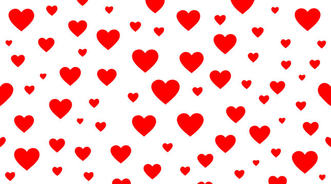 Scattered Crimson Hearts Wrapping Seamless Grid Festive Affection Illustration
