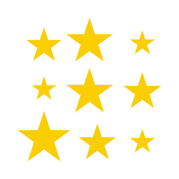 Golden Star Shapes Vector Graphic Minimalist Excellence Review Icon Set