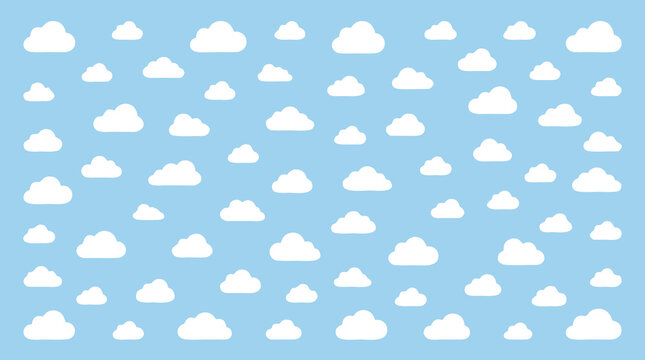 Flat White Cumulus Silhouette Pattern Pastel Firmament Backdrop Vector