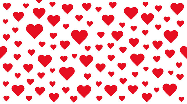 Romantic Seamless Heart Pattern Valentine Day Background Flat Vector Graphic