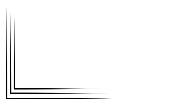 Minimalist Black Tapered Line Geometric Frame Layered L Shape Corner Border Isolated on Transparent Background