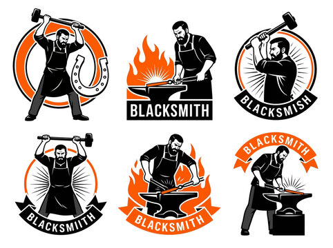 Blacksmith Logo Collection: Vintage Artisan Vector Illustrations