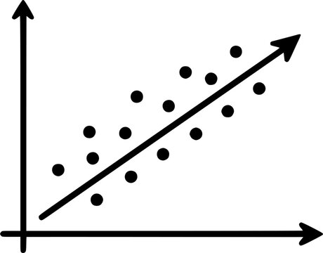 Positive Correlation Scatter Plot with Upward Trend Line Icon Vector Illustration