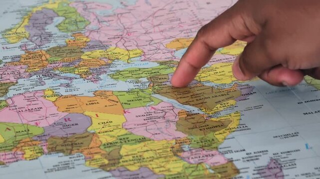 Map of Middle Eastern countries, Asia, Israel, Palestine, and the Gaza Strip