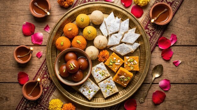 Diwali sweets platter traditional indian mithai for festive celebrations and gift giving