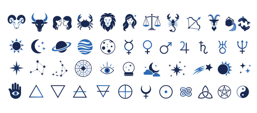 Astrology zodiac signs and symbols.