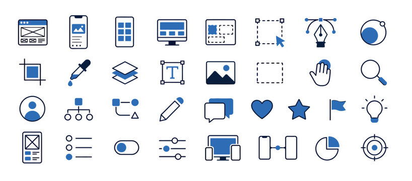 Collection of various digital icons.