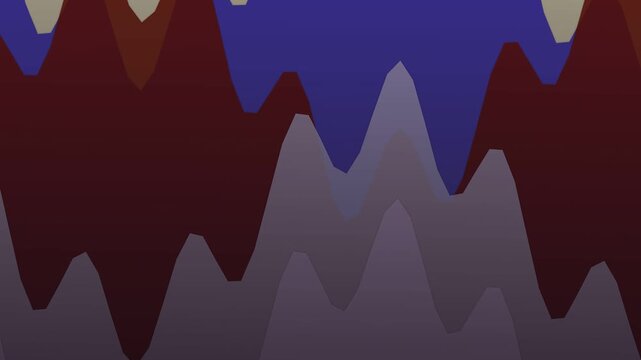 Abstract illustration of dynamic mountain ranges with jagged peaks in shades of purple burgundy and blue against a gradient backdrop