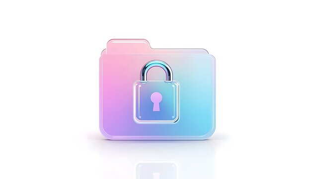 Folder icon with a padlock. Secure digital data storage and protected file management concept.