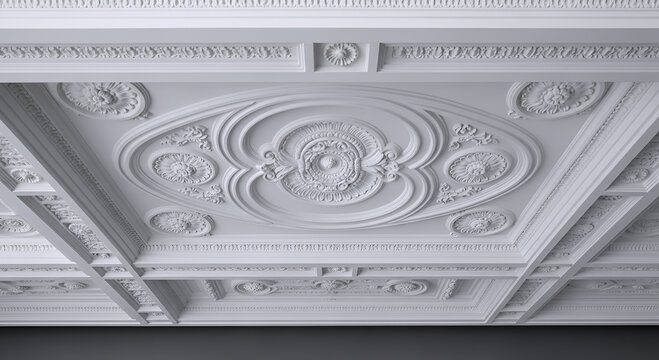 Gypsum ceiling design with classic, intricate and elegant style.
