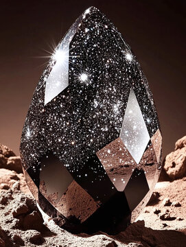 Black star sapphire gemstone showcasing rare asterism effect. Premium natural corundum mineral with six-rayed optical phenomenon under light.