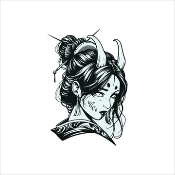 Japanese geisha kimono artwork vector illustration