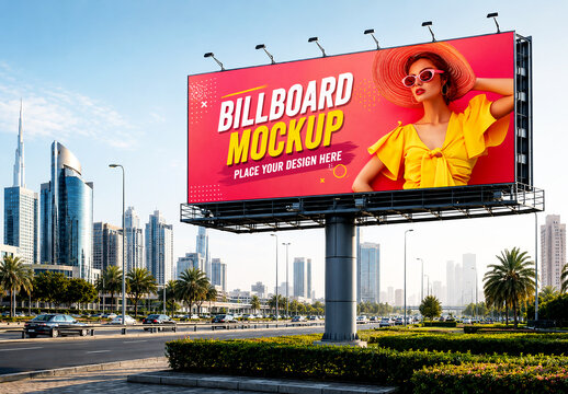 Large Outdoor Billboard Mockup on City Street