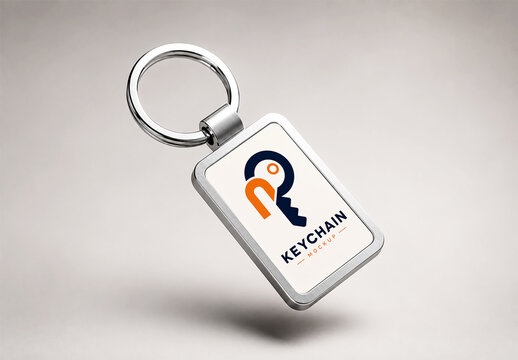 Metallic Rectangular Keychain Mockup