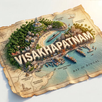 3D Miniature Map of Visakhapatnam, Andhra Pradesh,, India