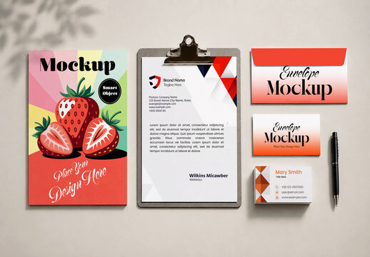Professional Corporate Stationery Branding Mockup with Flyer and Business Cards