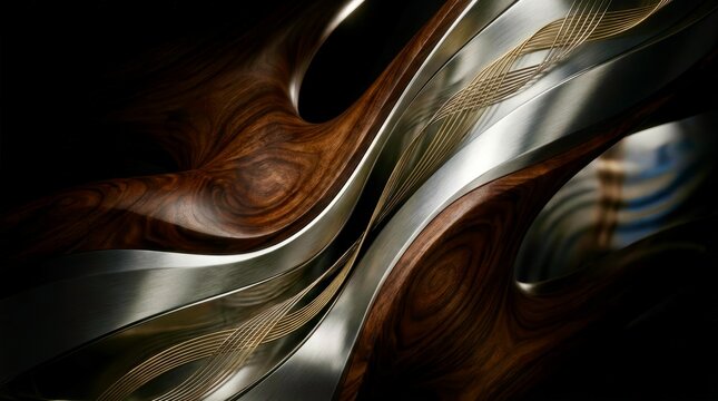 Elegant curves blend wood and metal in fluid motion