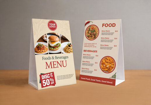 Tabletop Menu Card Mockup for Designers