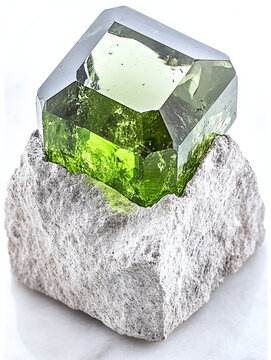 Raw chrome diopside gemstone with vibrant green brilliance. Natural emerald-like crystal showcasing high clarity and faceted sparkle for jewelry de...