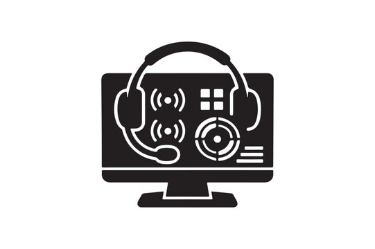 Police Dispatch Center Silhouette Icon | Emergency Communication Hub