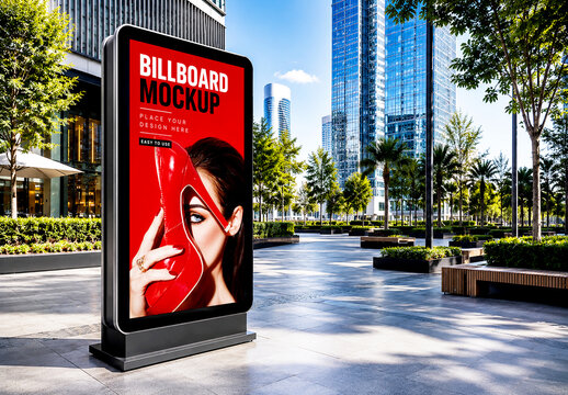 Vertical Outdoor City Billboard Mockup