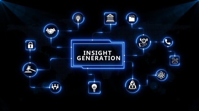Insight Generation Platform with Intelligent Enterprise Analytics and Digital Decision Systems on Dark Blue Background
