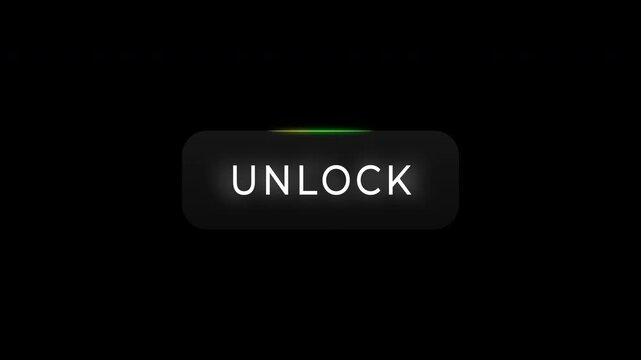 Trending liquid glass unlock animation button on black background