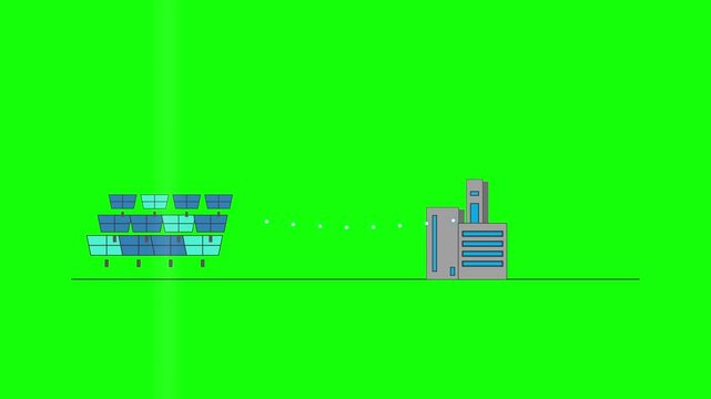Sustainable Solar Panel Energy Transmission to Modern City Buildings for Eco Friendly Renewable Power Infrastructure Concept