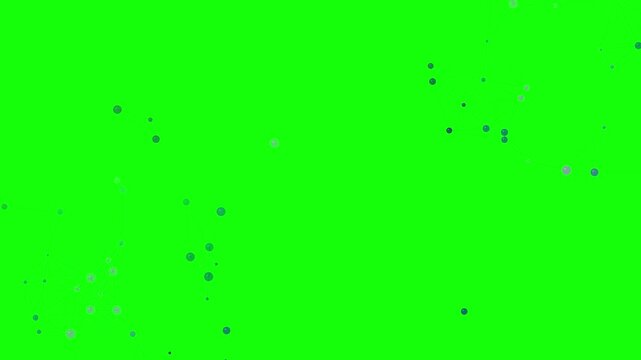 Motion graphics rendering of floating particles and digital dust on green screen background for video editing