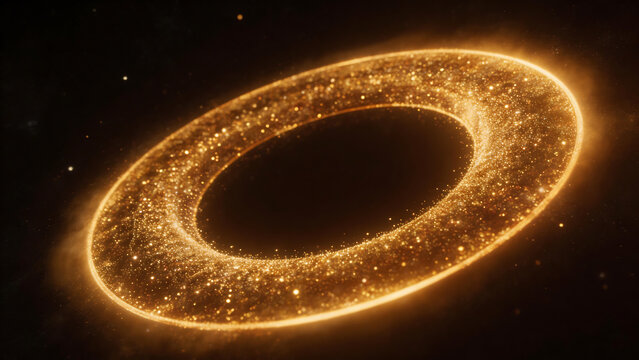 Golden glowing ring with sparkles