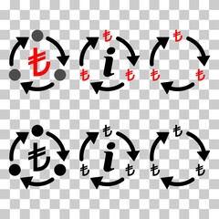 Obraz premium Set of Turkish lira money change icon, trade cash information web symbol, convert sign vector illustration .