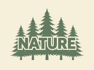 Obraz premium Minimalist Nature Graphic with Pine Forest Illustration and Bold Text for Eco Branding