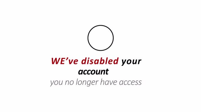 account disabled you no longer have access animation in 4k animation with alpha channel, disabled account animation with screen, access denied notification animation on transparent background