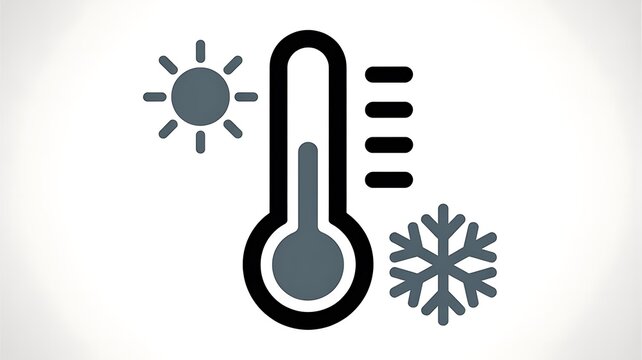 Thermometer icon with sun and snowflake symbols