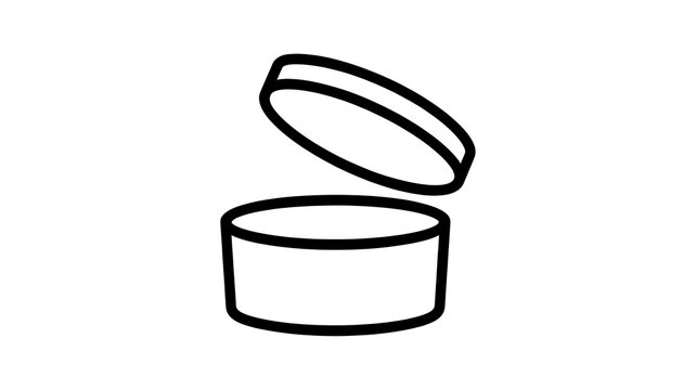 Period after opening PAO symbol, black outline cosmetic jar icon, open cream container sign for product packaging and shelf life labeling